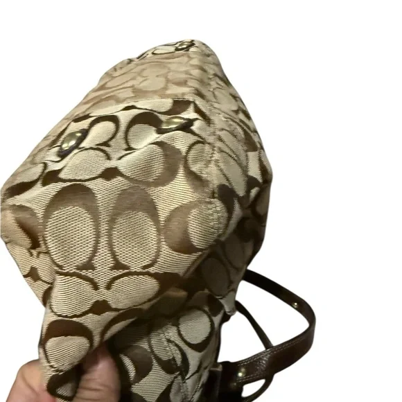 Coach Hampton Chocolate Brown Leather Carryall Tote Bag Purse - Picture 10 of 13